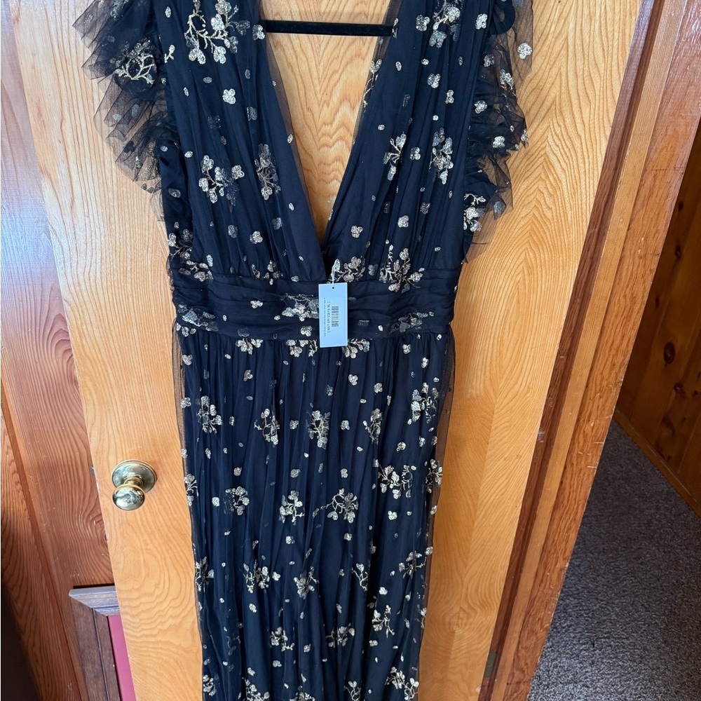 Baltic Born Black and Gold Floral Maxi Dress